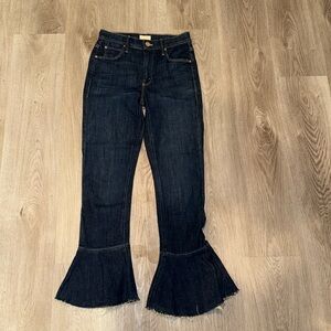 Mother The Cha Cha Fray Cropped Dark Wash Jeans